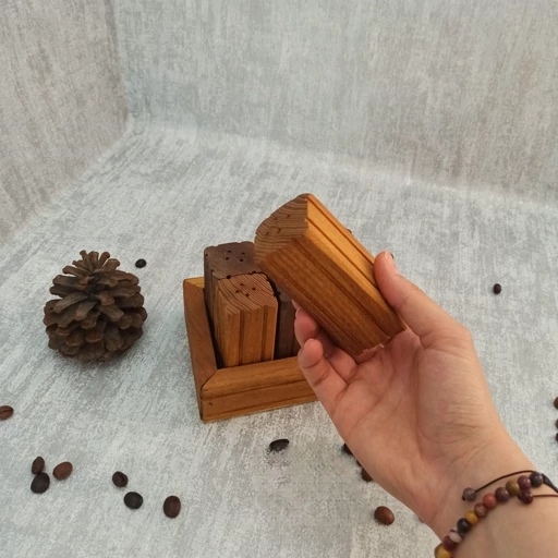 نمک پاش و ادویه پاش چوبی 6 تایی