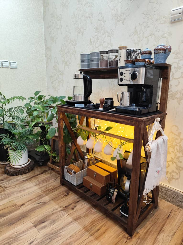 کنسول کافی بار خانگی چوبی آقاینجار مدل استند کافی بار