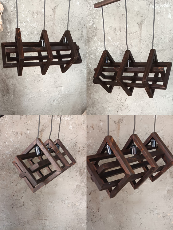 لوستر چوبی سه شعله آقای نجار
