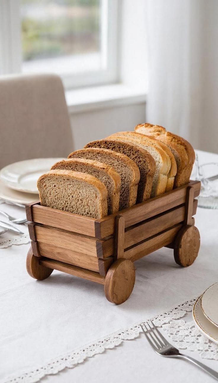 سبد نان چوبی طرح گاری آقای نجار
