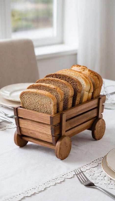 سبد نان چوبی طرح گاری آقای نجار