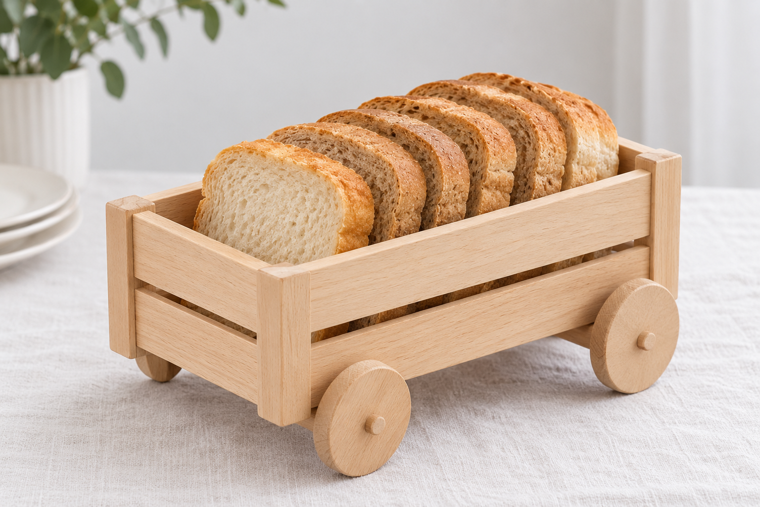 سبد نان چوبی طرح گاری آقای نجار